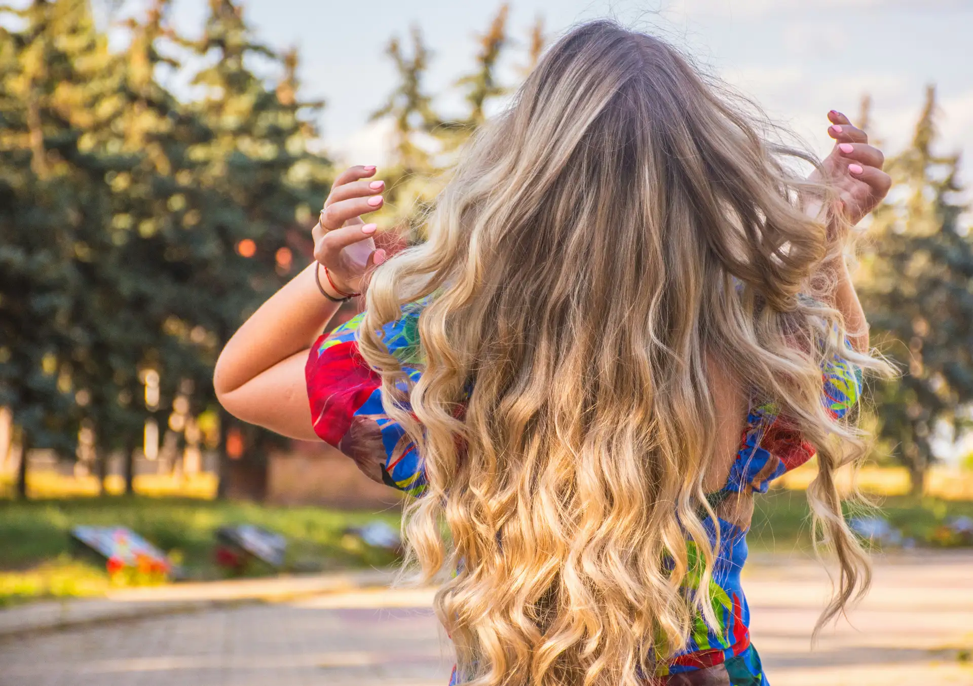 Seamlessly blended extensions showing perfect long flowing volume